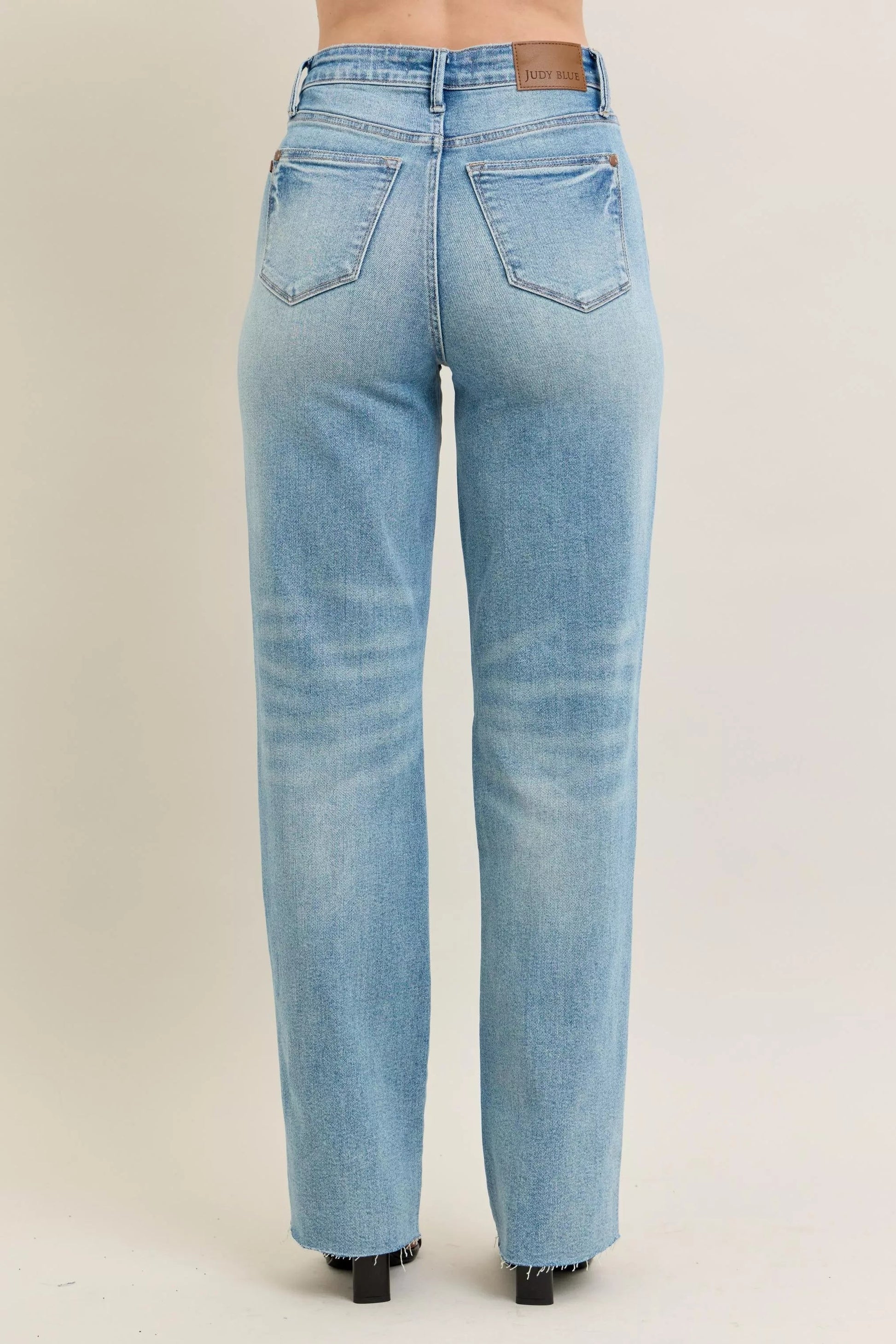 Judy Blue Full Size High Waist  Rigid Magic Star Shaped Destroy 90's Straight Jeans Plus Size Garden Naked Curves