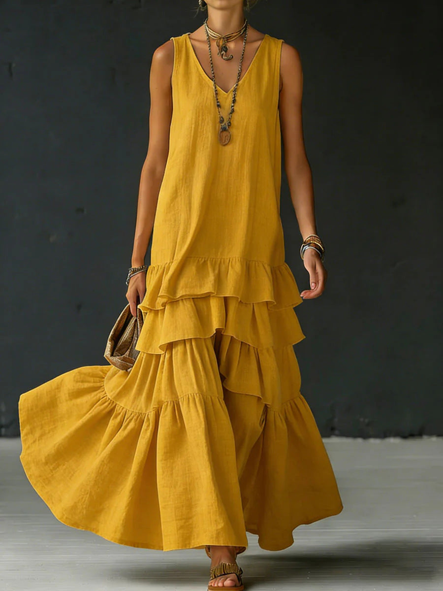 Women's Ice Silk Sleeveless Loose Maxi Dress – 6 Colors S–5XL FitiqueFit