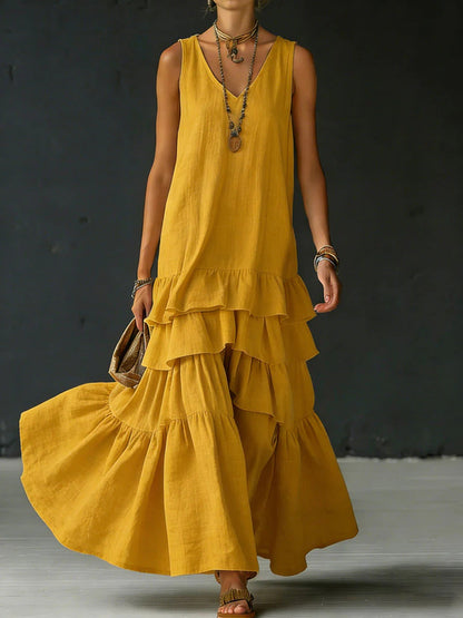 Women's Ice Silk Sleeveless Loose Maxi Dress – 6 Colors S–5XL FitiqueFit