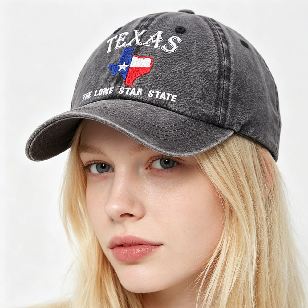 Texas Lone Star Embroidered Vintage Washed Baseball Cap – Adjustable Unisex Hat FitiqueFit