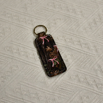 Chapstick Holder Keychain – Cow Print, Camo Pink Bow, Cowboy Toile, Barn Toile, croquette, duck, moon BashDesignsCo