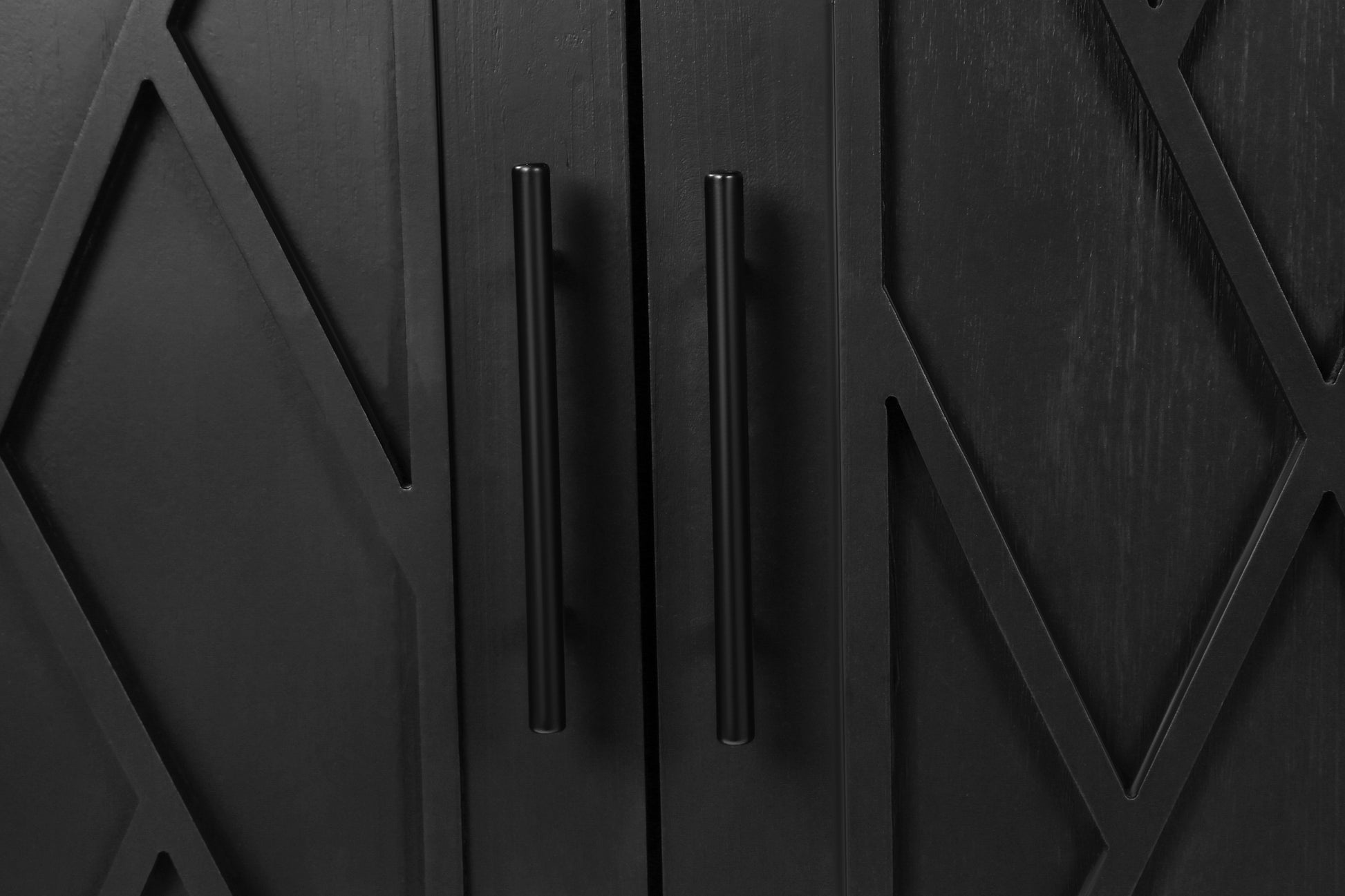 4 Door Wooden Twill Sideboard American Country Vintage Old Living Room Dining Room Hallway Entryway Cabinet (BLACK) V.I.P Digital Presence