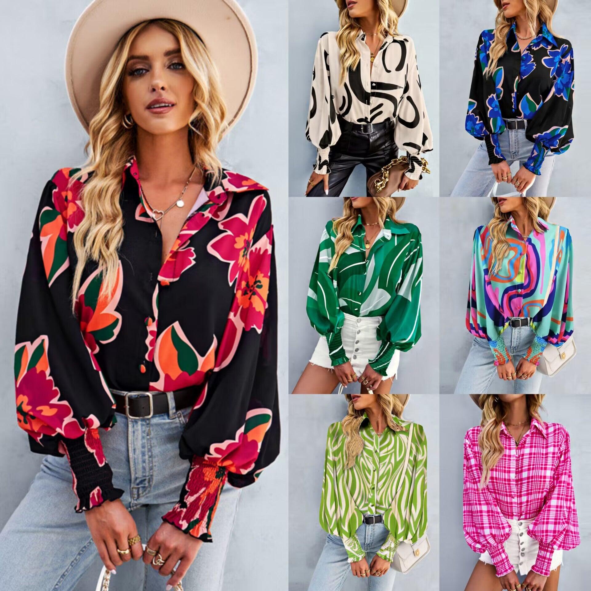 Boho Printed Lantern Sleeve Top – Relaxed Fit Casual Shirt for Country Girls Country in My Heart