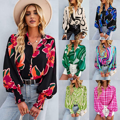 Boho Printed Lantern Sleeve Top – Relaxed Fit Casual Shirt for Country Girls Country in My Heart