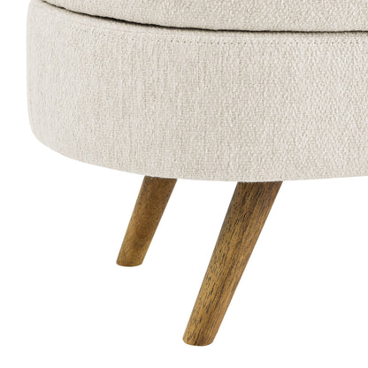 Ottoman Oval Storage Bench Rubber Wood Legs Beige(43.5"x16"x16")