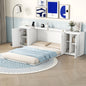 Queen Size Murphy Bed with Shelves, Cabinets and USB Ports,White