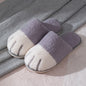 Winter House Warm Fur Slipers For Women Cute Cat paw Designer Bedroom Warm Plush Shoes Non-slip Indoor Women Furry Slippers