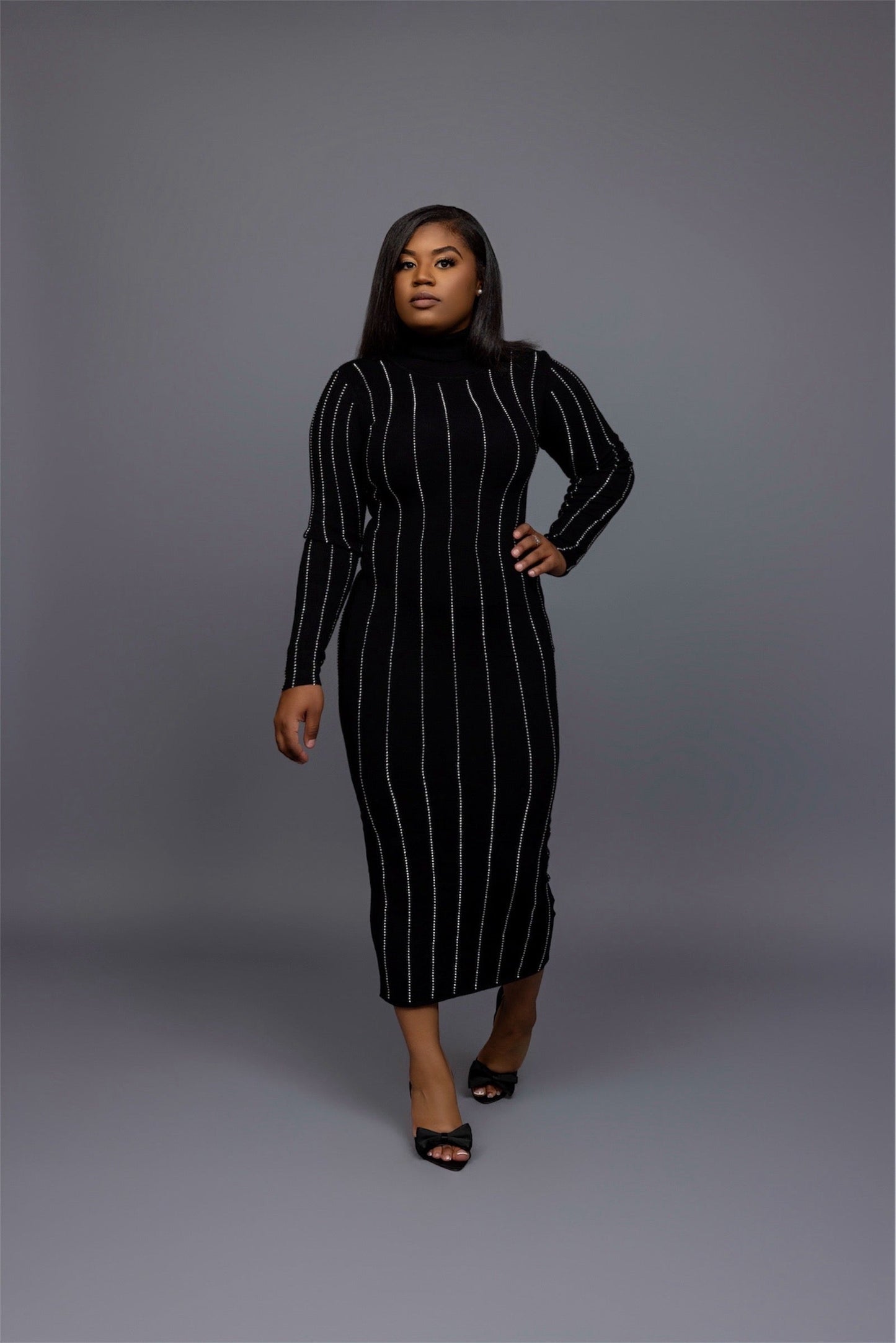 Black Sweater Dress with Embellishments The Bella Noire Store