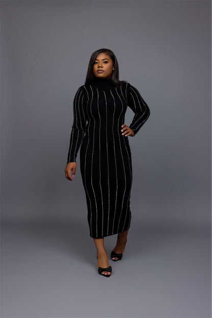 Black Sweater Dress with Embellishments The Bella Noire Store