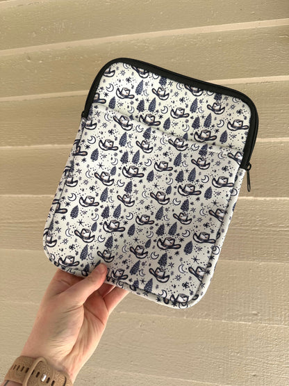 Midnight Cowboy Print Book & Tablet Sleeve – Western Cowgirl Starry Night Design BashDesignsCo