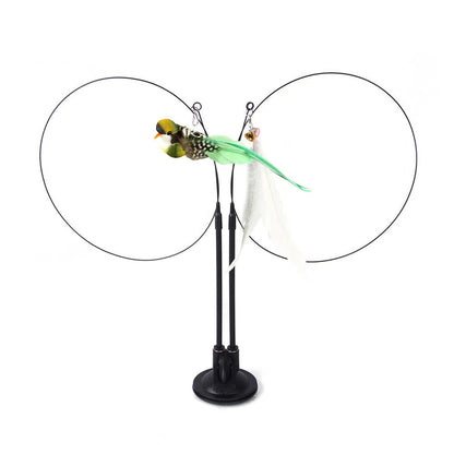 Suction cup cat toy stick that can be attached and held with steel wire multi head interchangeable cat toy and pet supplies