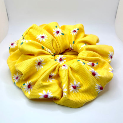 Yellow Floral Spring Ribbed Scrunchie Enchanted Scrunch