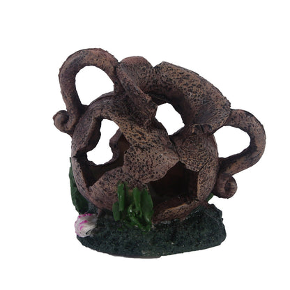 Water grass landscaping resin skull reptile toy hidden room aquarium fish tank ornaments