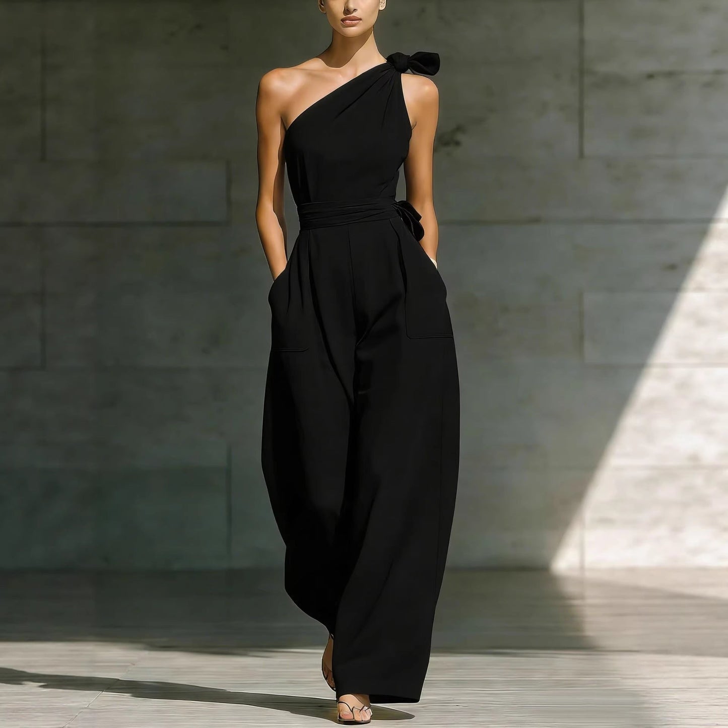 Women's Sleeveless Halter Neck Cinched Waist Slim Jumpsuit – 6 Colors S–2XL FitiqueFit