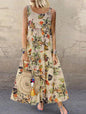 Retro Floral Print Short-sleeved Round Neck Dress