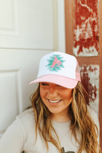 Aztec Bucking Bronco Patch Trucker Hat Wild Junkie