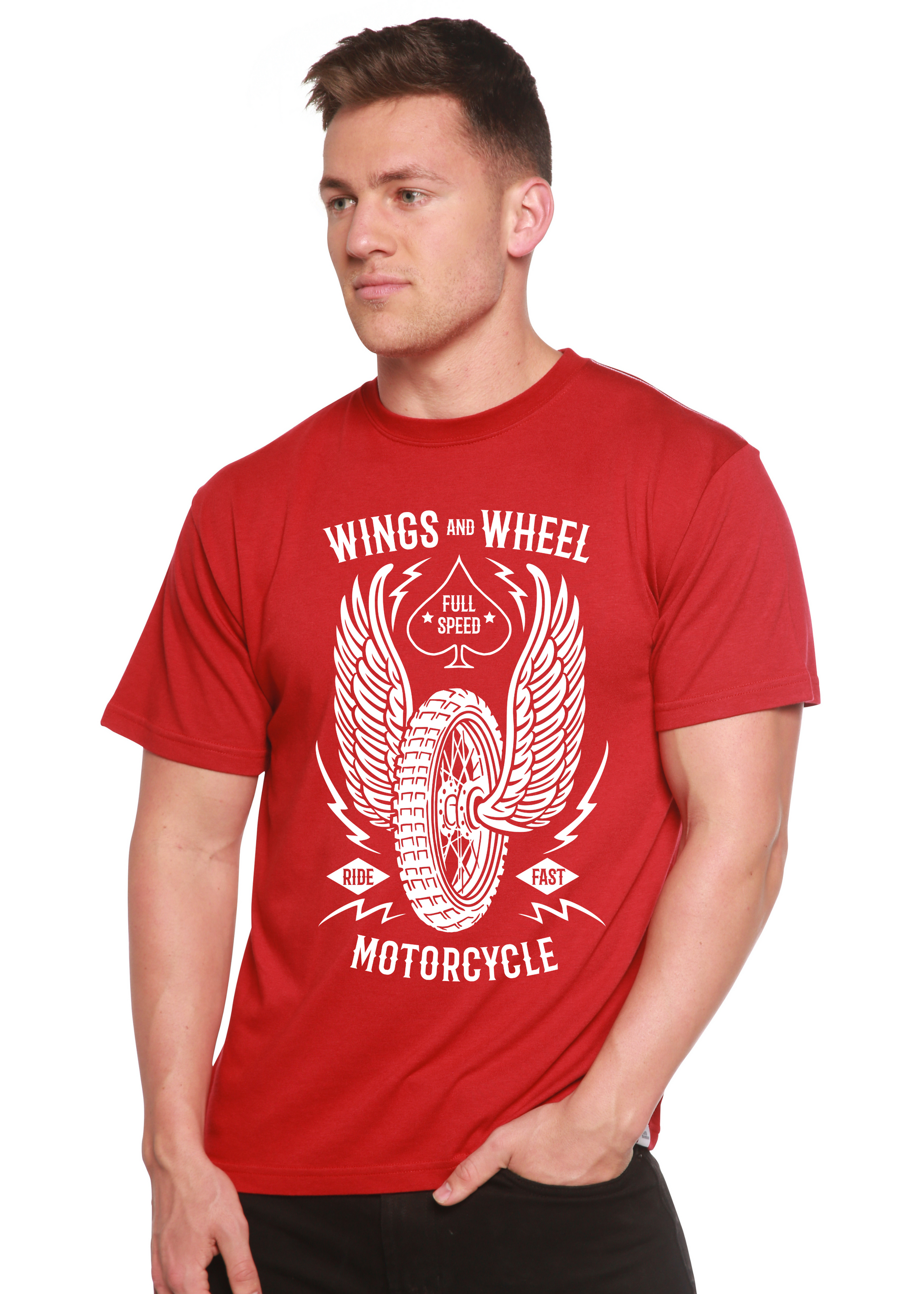 Wings And Wheel Spun Bamboo® Men's Bamboo Viscose/Organic Cotton Short Sleeve Graphic T-Shirt Spun Bamboo