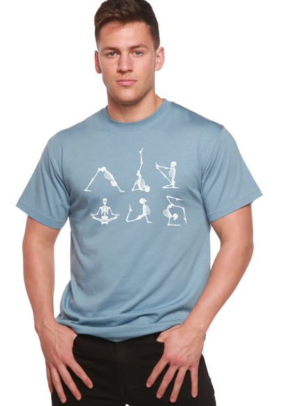 Halloween Skeleton Namaste Men's Bamboo Viscose/Organic Cotton Short Sleeve Graphic T-Shirt Spun Bamboo
