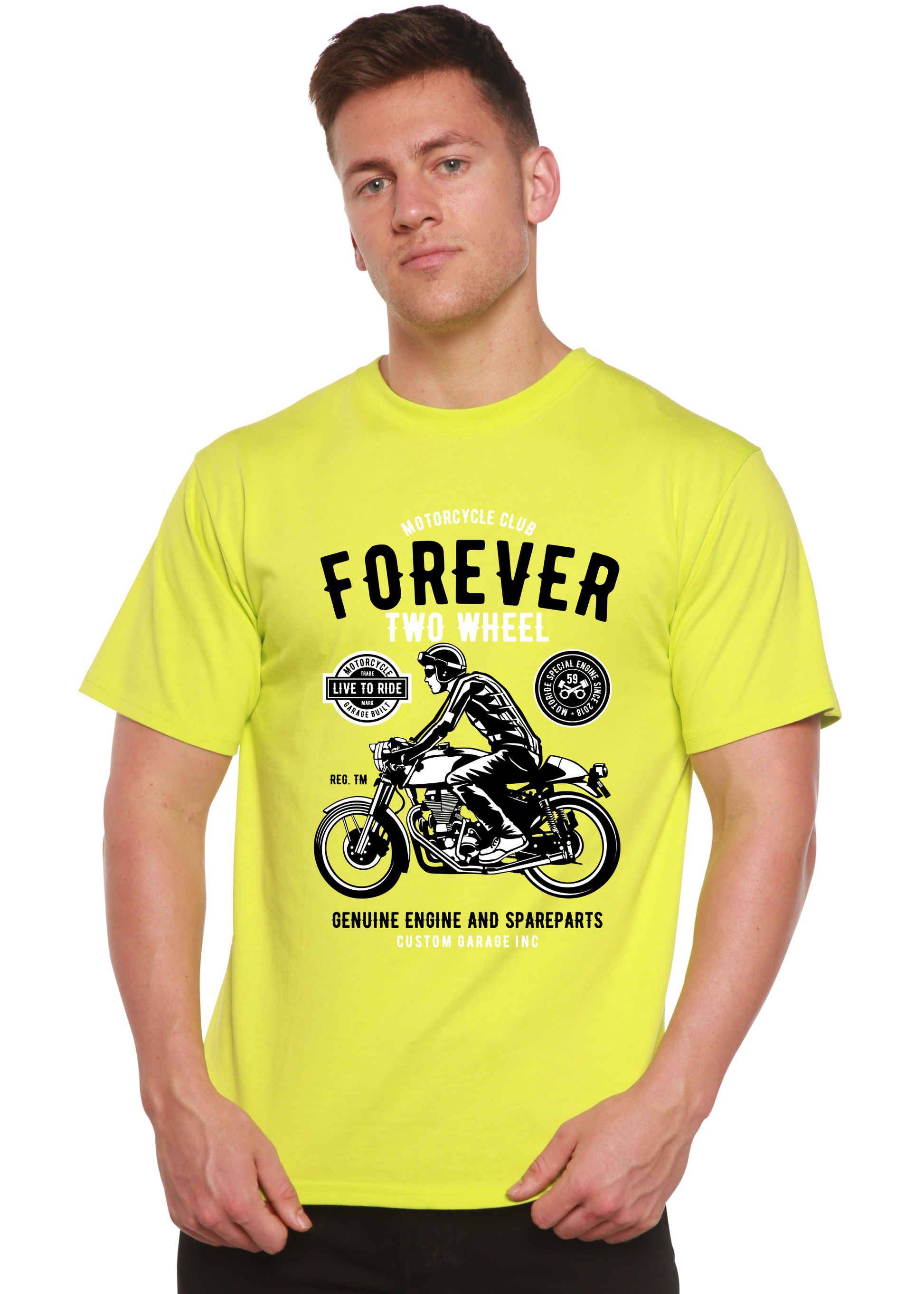 Forever Two Wheel Men's Bamboo Viscose/Organic Cotton Short Sleeve Graphic T-Shirt Spun Bamboo