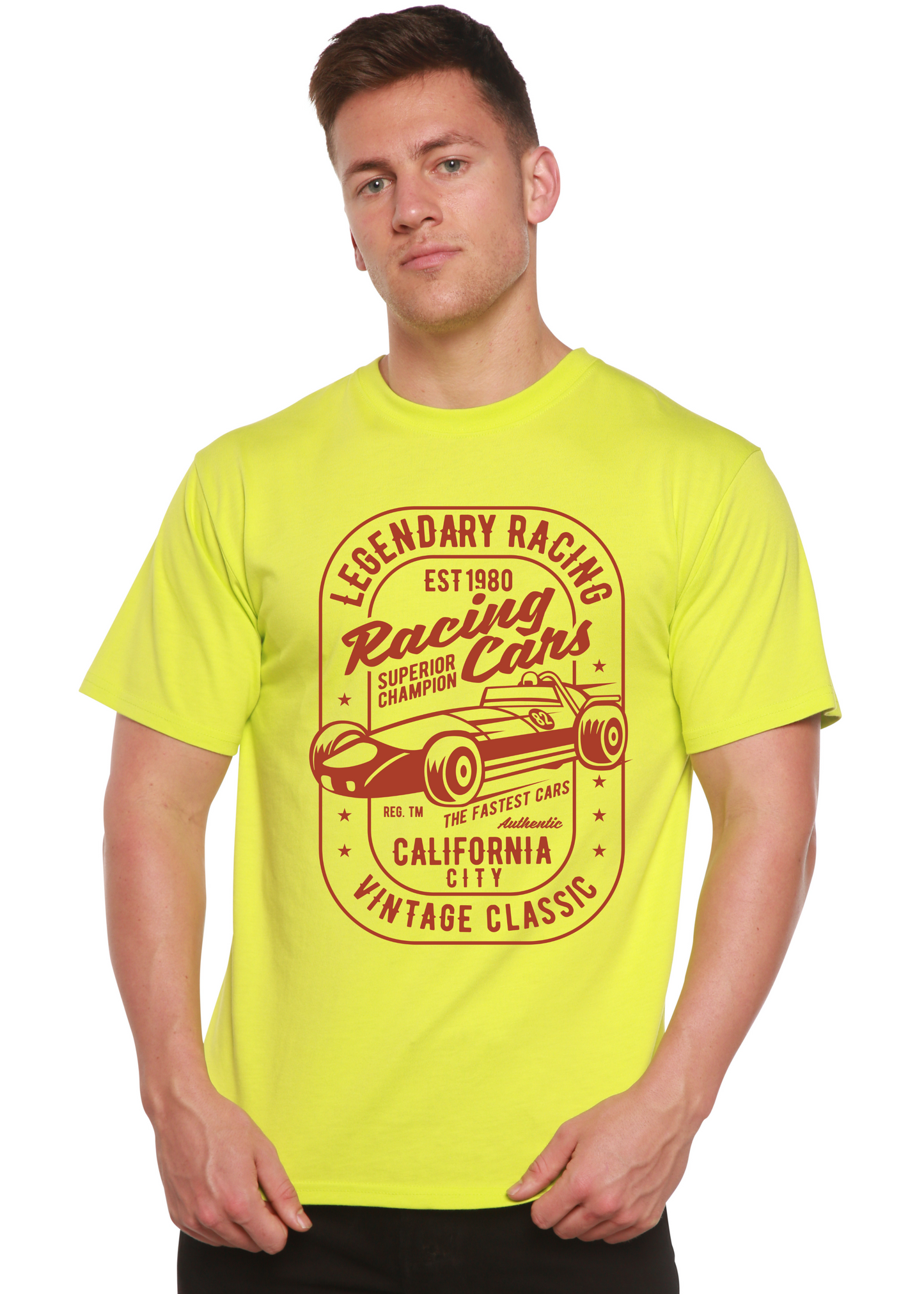 Legendary Racing Cars Men's Bamboo Viscose/Organic Cotton Short Sleeve Graphic T-Shirt Spun Bamboo