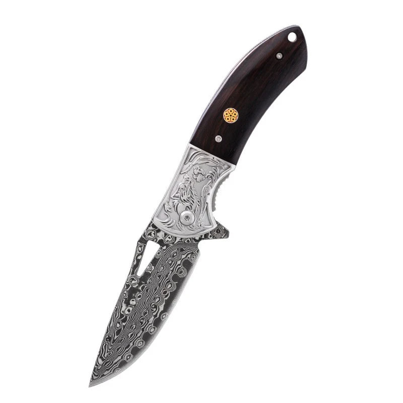 Damascus Steel Folding Knife ViralGalleria.com