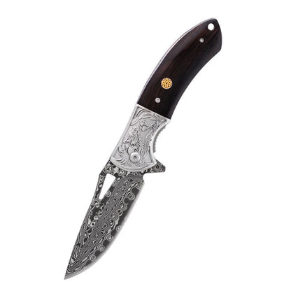 Damascus Steel Folding Knife ViralGalleria.com