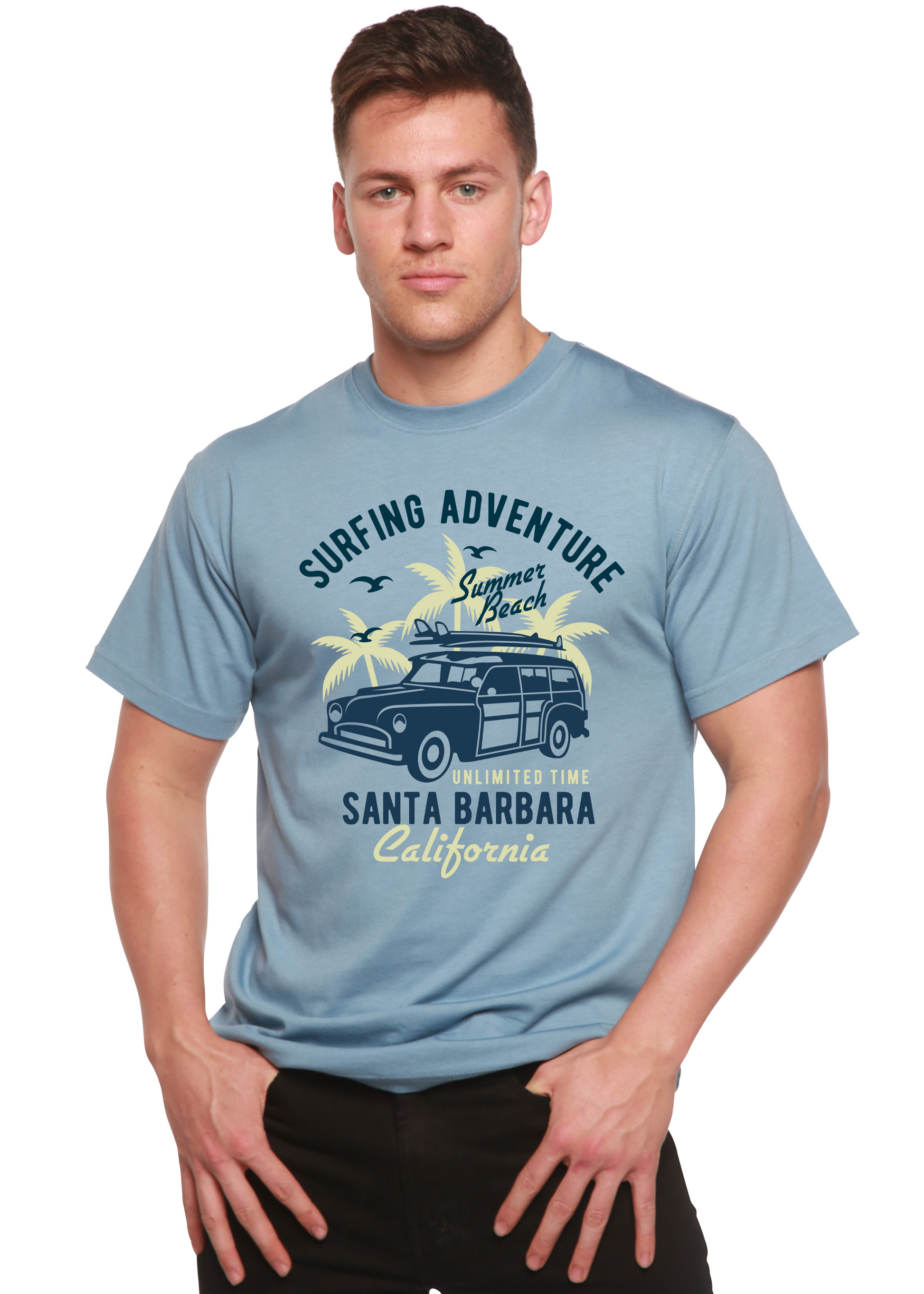 Surfing Adventure Spun Bamboo® Men's Bamboo Viscose/Organic Cotton Short Sleeve Graphic T-Shirt Spun Bamboo