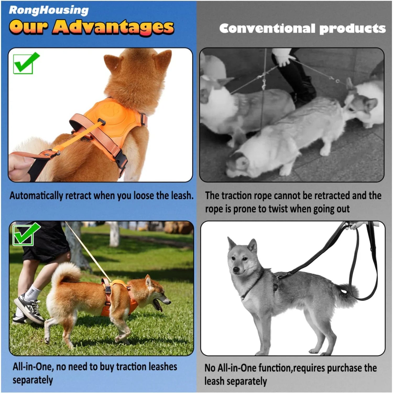 Dog Harness and Automatic Retractable Leash Kit ViralGalleria.com