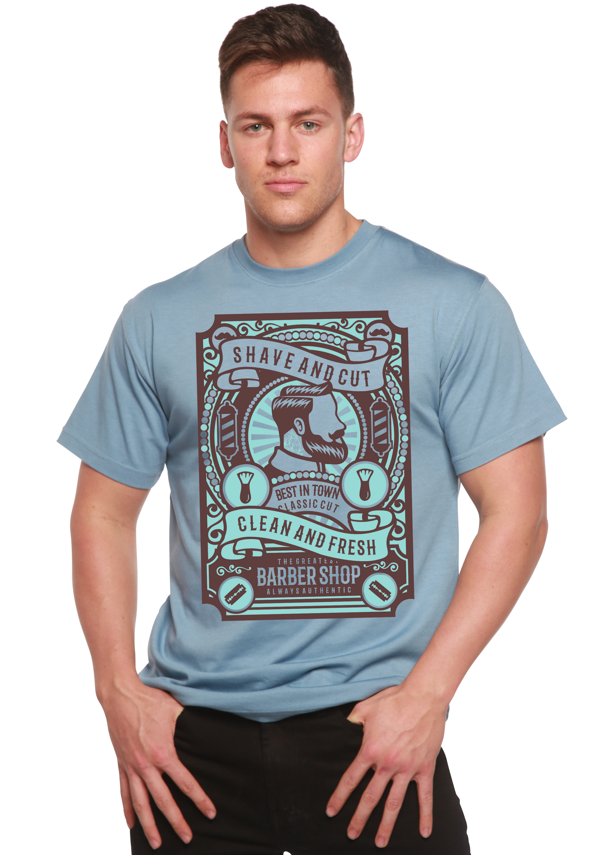 Shave and Cut Spun Bamboo® Men's Bamboo Viscose/Organic Cotton Short Sleeve Graphic T-Shirt Spun Bamboo
