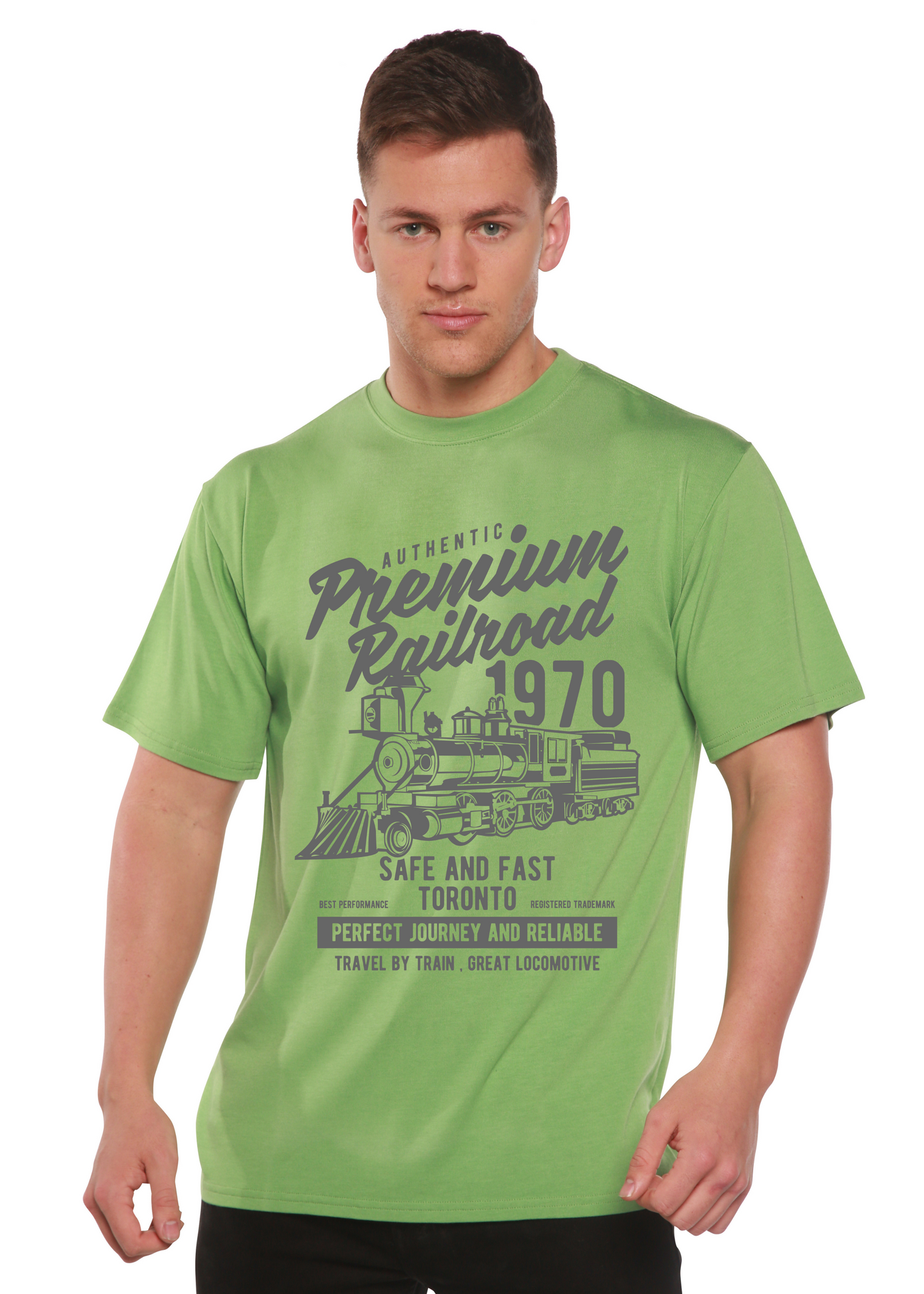 Premium Railroad Spun Bamboo® Men's Bamboo Viscose/Organic Cotton Short Sleeve Graphic T-Shirt Spun Bamboo