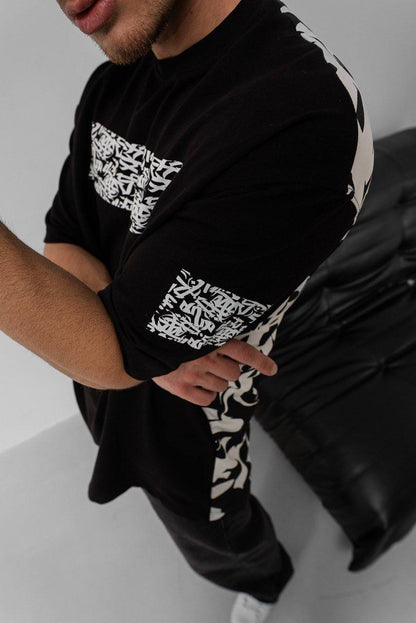 Graffiti Print Oversized T-Shirt - Unisex Urban Streetwear Tee Withinblack