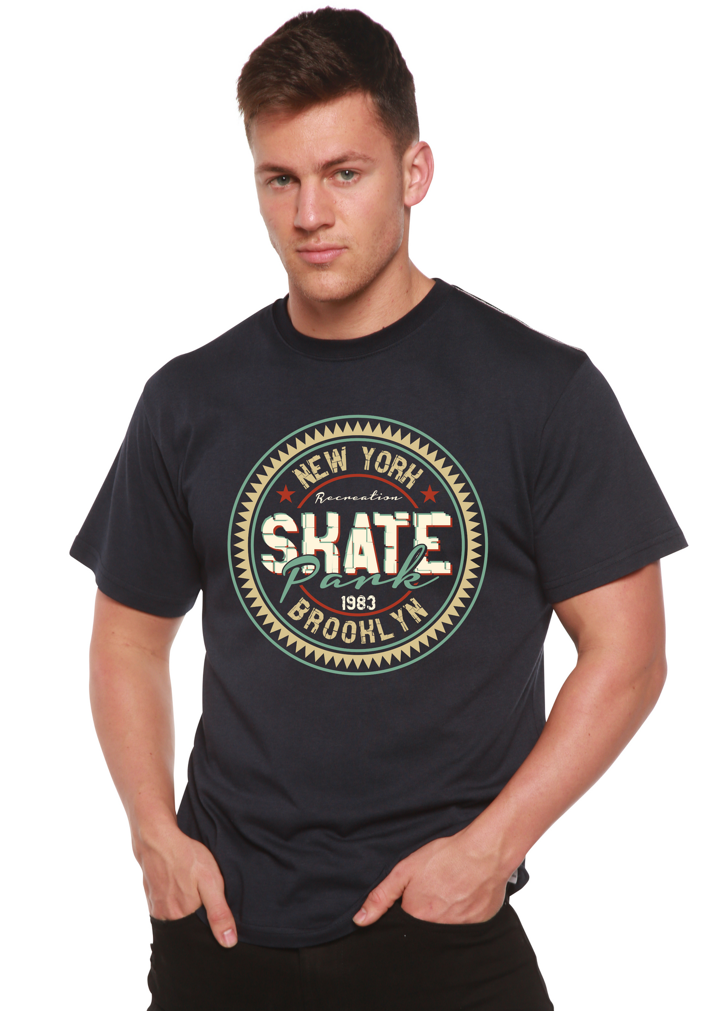 New York Skate Pank Men's Bamboo Viscose/Organic Cotton Short Sleeve Graphic T-Shirt Spun Bamboo