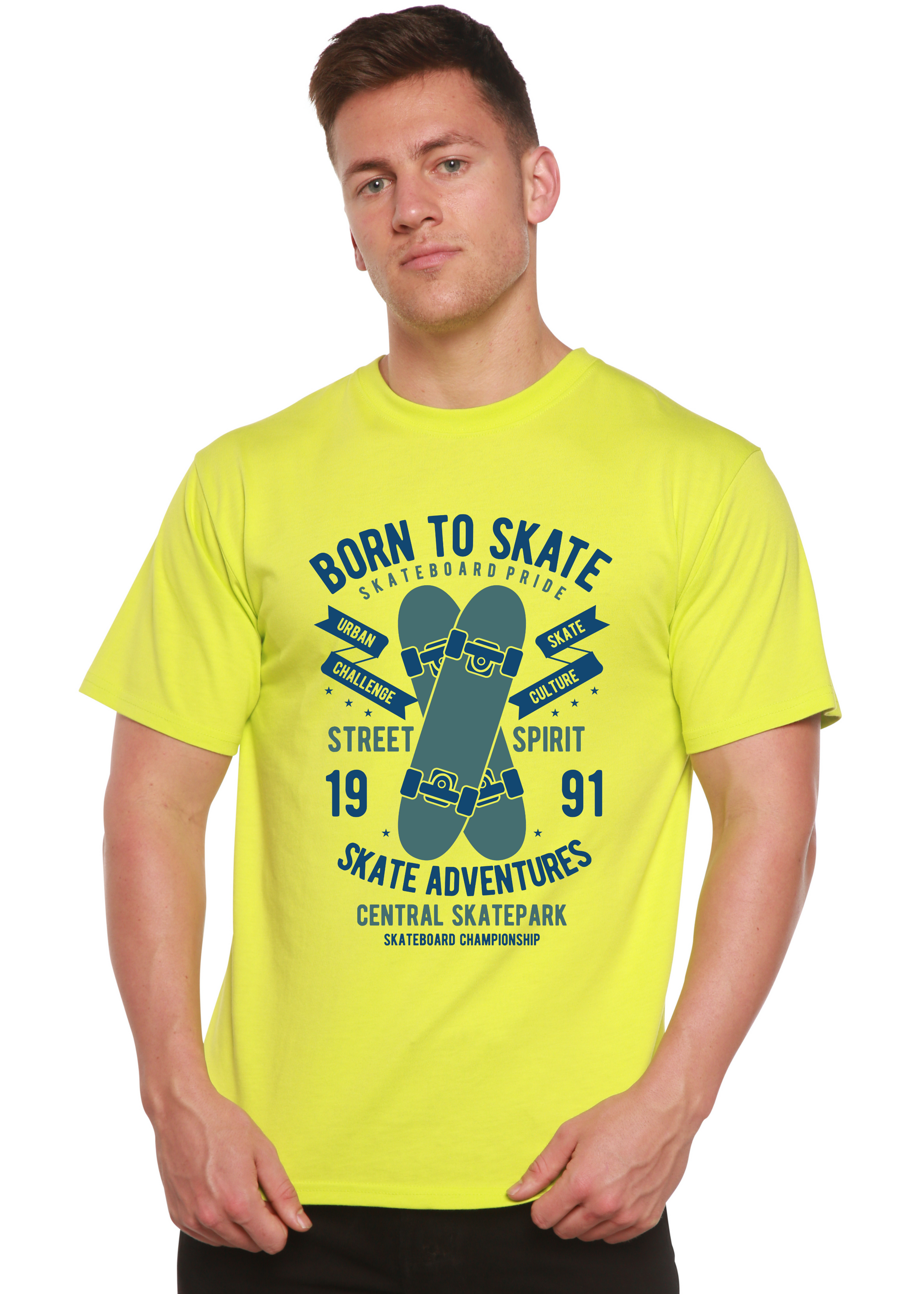 Born To Skate Men's Bamboo Viscose/Organic Cotton Short Sleeve Graphic T-Shirt Spun Bamboo