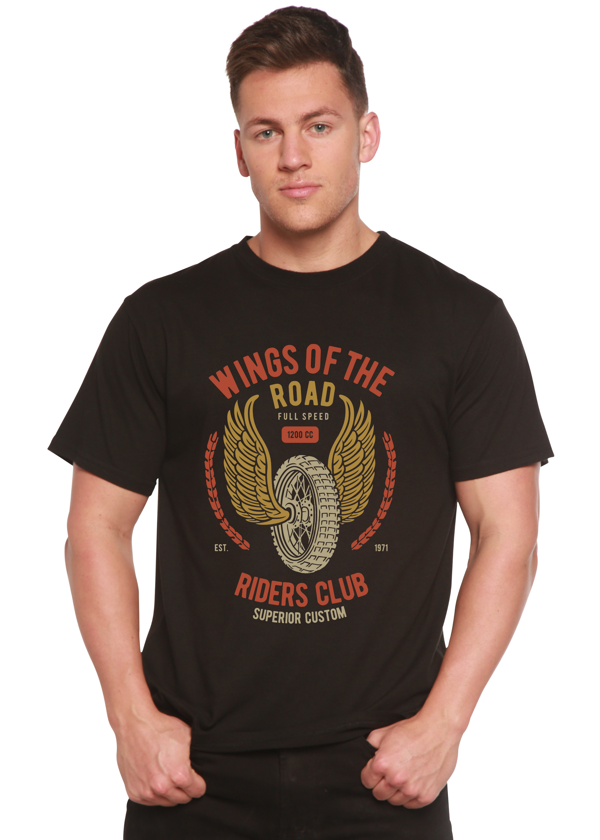 Wings Of The Road Spun Bamboo® Men's Bamboo Viscose/Organic Cotton Short Sleeve Graphic T-Shirt Spun Bamboo