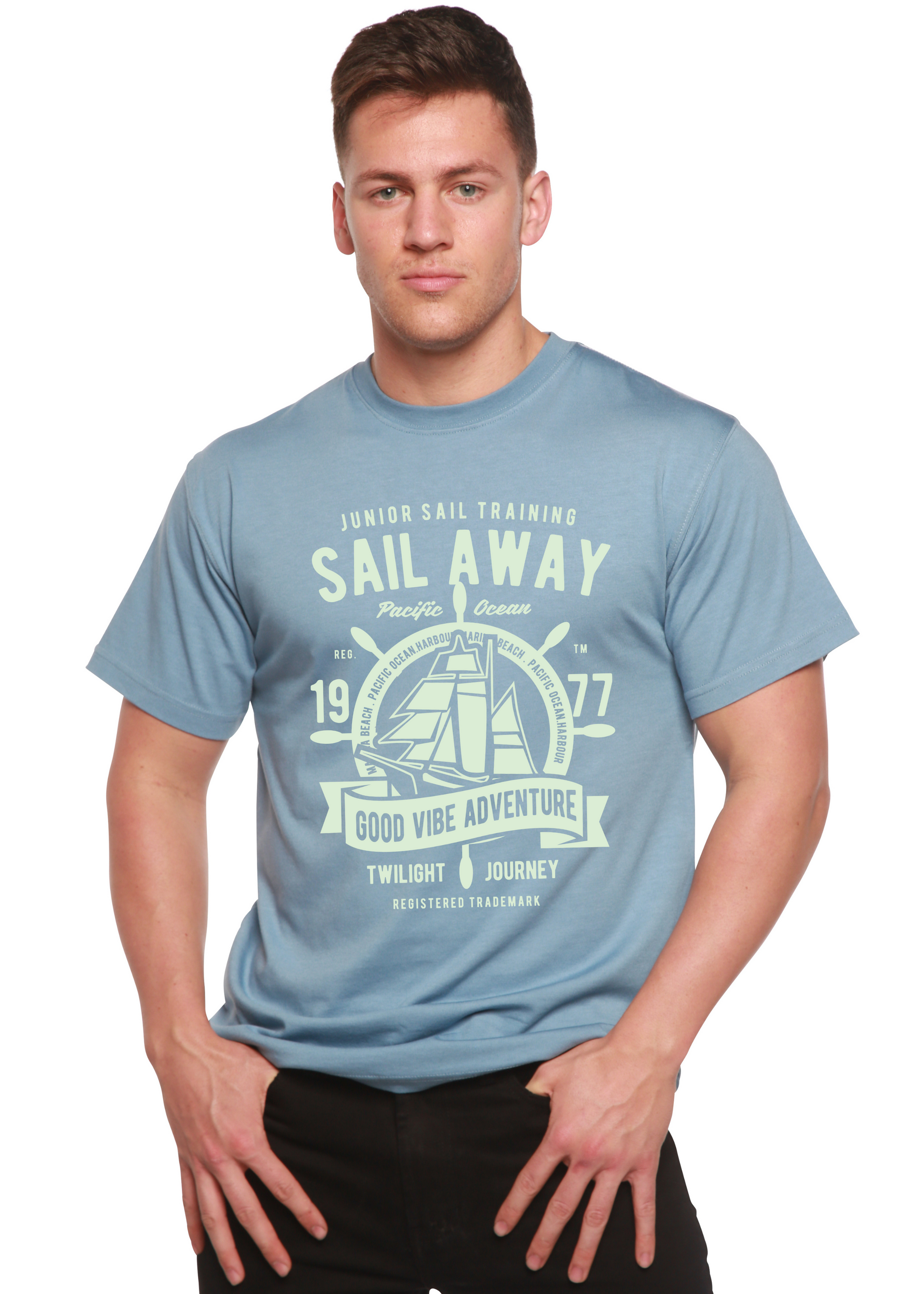 Sail Away Spun Bamboo® Men's Bamboo Viscose/Organic Cotton Short Sleeve Graphic T-Shirt Spun Bamboo