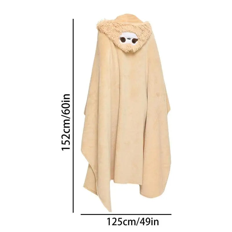 Winter Hooded Flannel Sloth Shaped Blanket ViralGalleria.com
