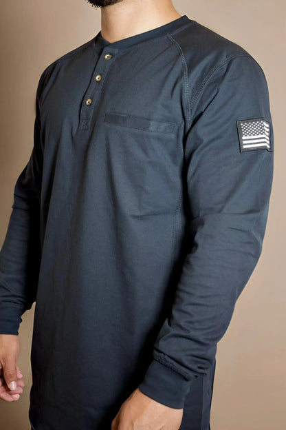 FR 3-Button Henley Shirt - Black