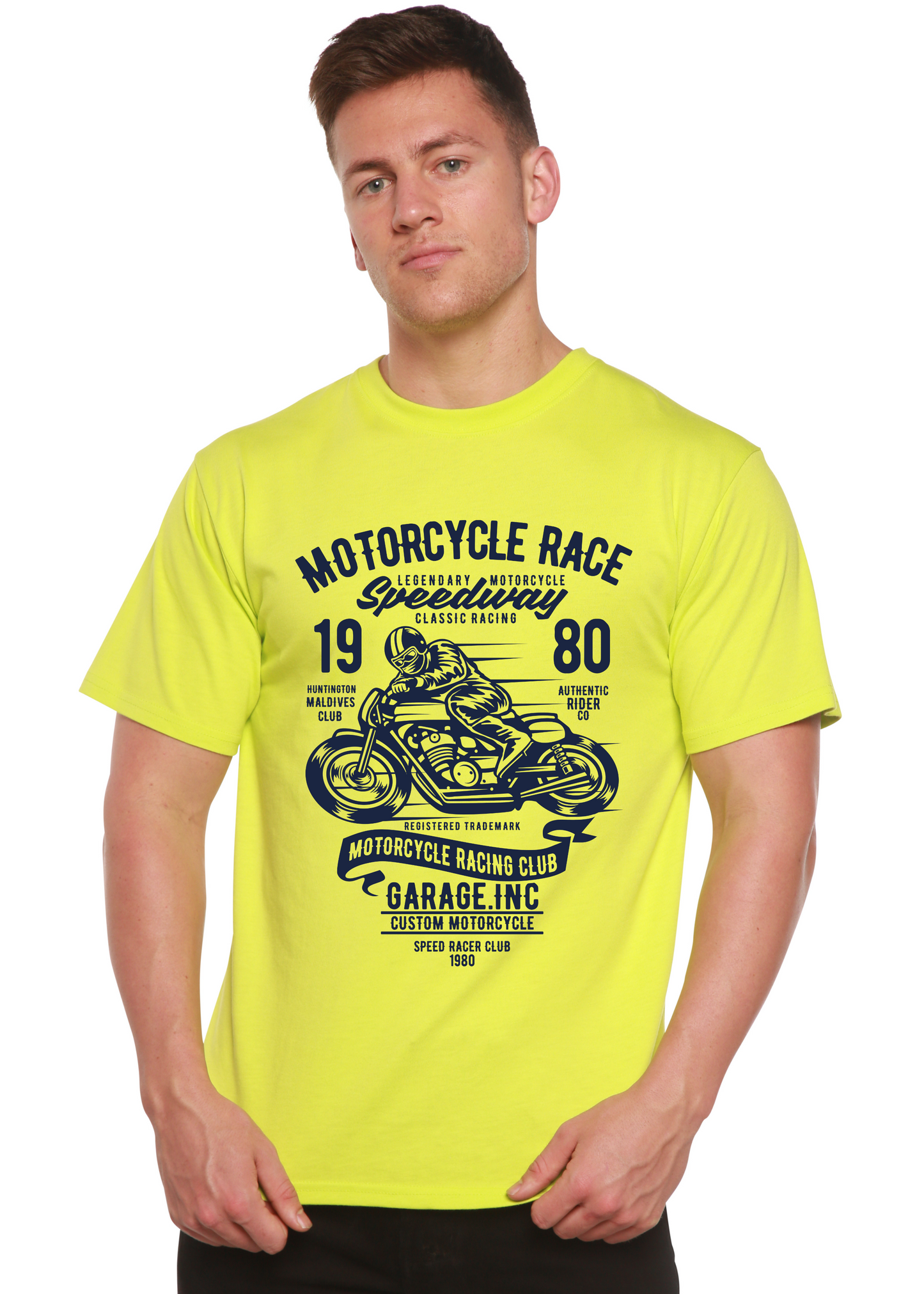 Motorcycles Race Men's Bamboo Viscose/Organic Cotton Short Sleeve Graphic T-Shirt Spun Bamboo