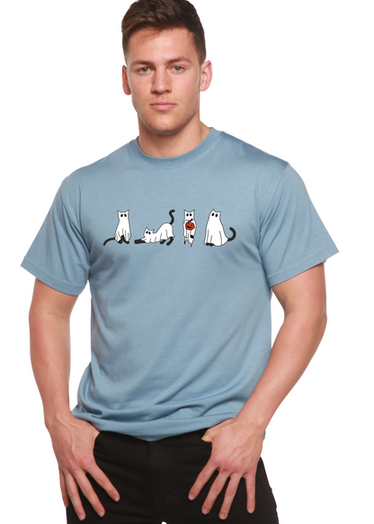 Halloween Cats Men's Bamboo Viscose/Organic Cotton Short Sleeve Graphic T-Shirt Spun Bamboo