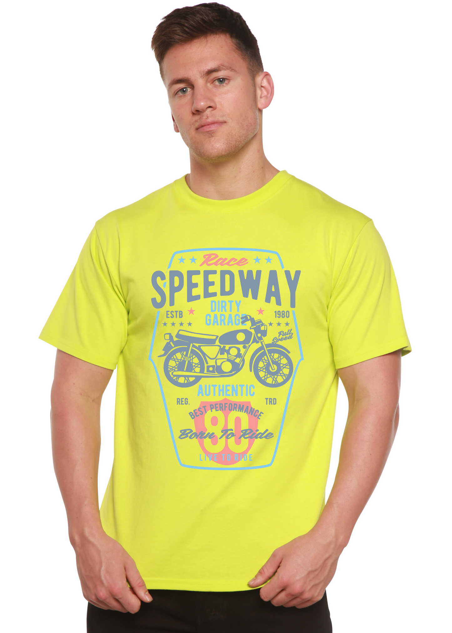 Speedway Motorcycle Spun Bamboo® Men's Bamboo Viscose/Organic Cotton Short Sleeve Graphic T-Shirt Spun Bamboo