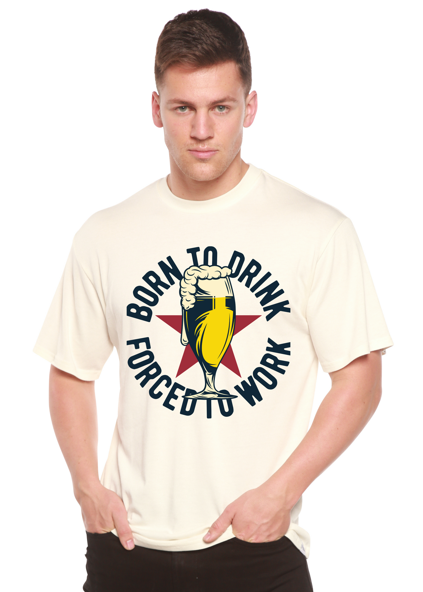 Born to Drink Men's Bamboo Viscose/Organic Cotton Short Sleeve Graphic T-Shirt Spun Bamboo