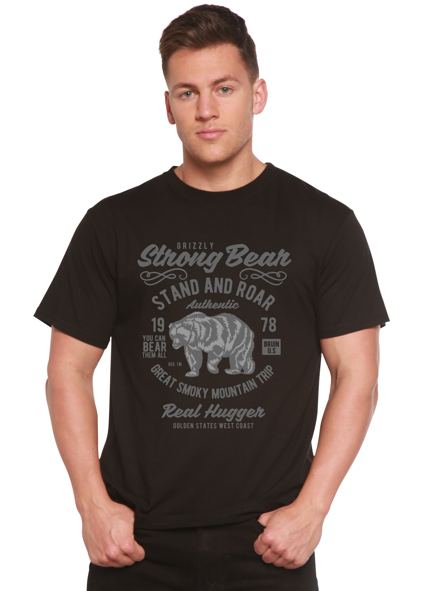 Strong Bear Spun Bamboo® Men's Bamboo Viscose/Organic Cotton Short Sleeve Graphic T-Shirt Spun Bamboo