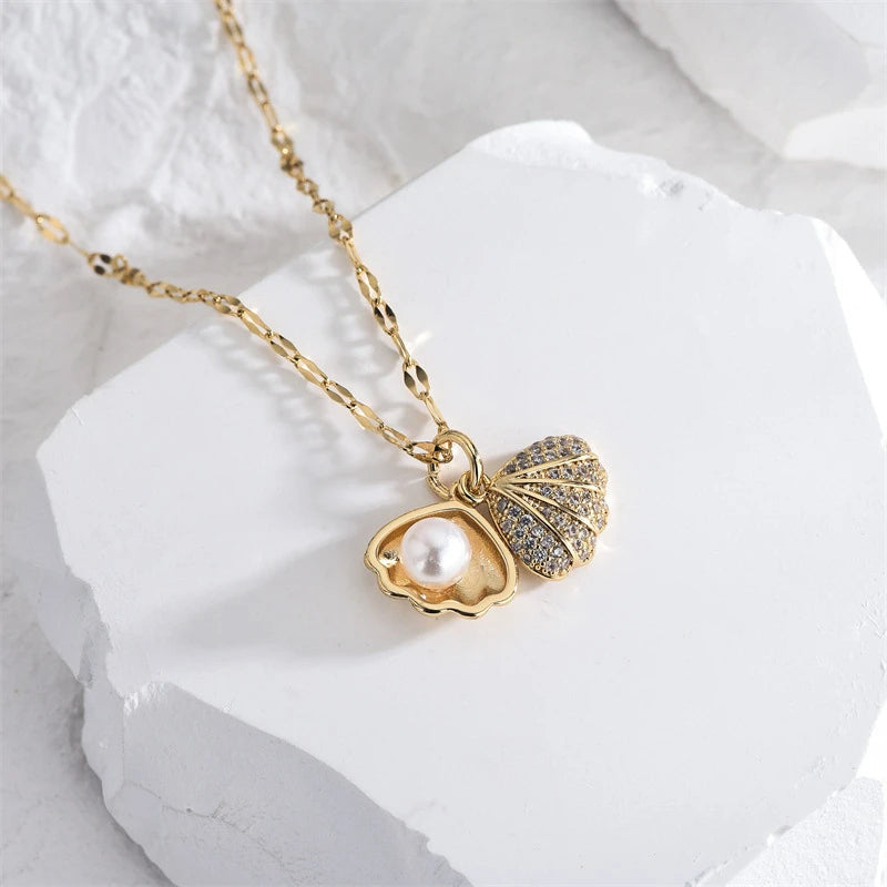 Korean Openable Shell Pearl Necklace ViralGalleria.com