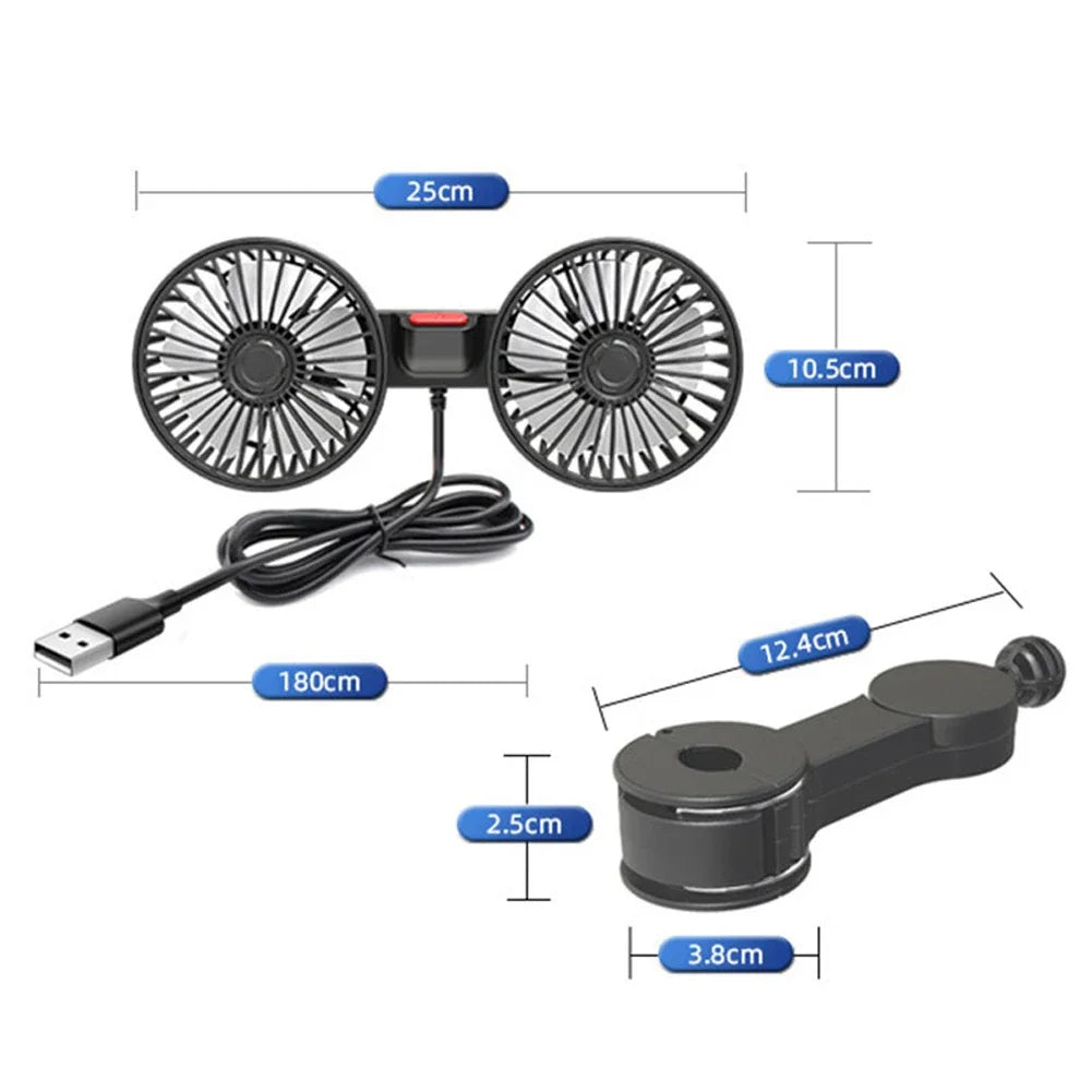 Dual-Head Fan for Car Seats ViralGalleria.com