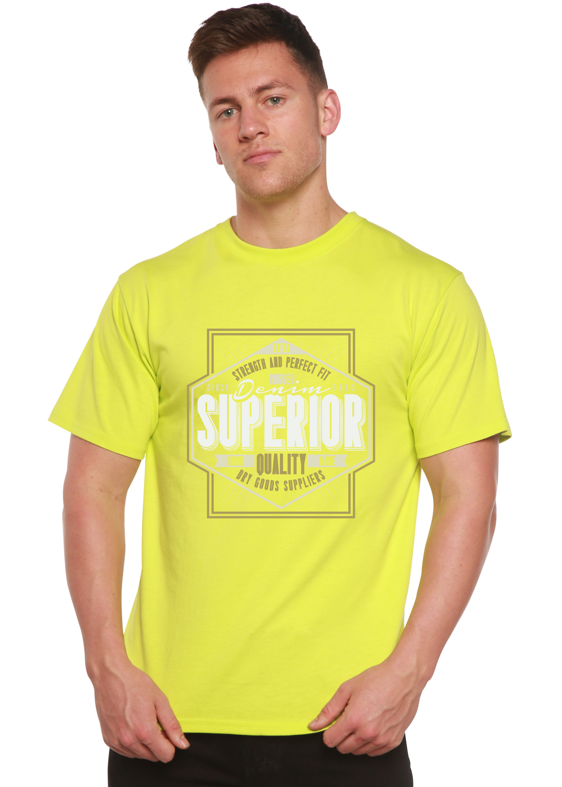 Superior Quality Men's Bamboo Viscose/Organic Cotton Short Sleeve Graphic T-Shirt Spun Bamboo