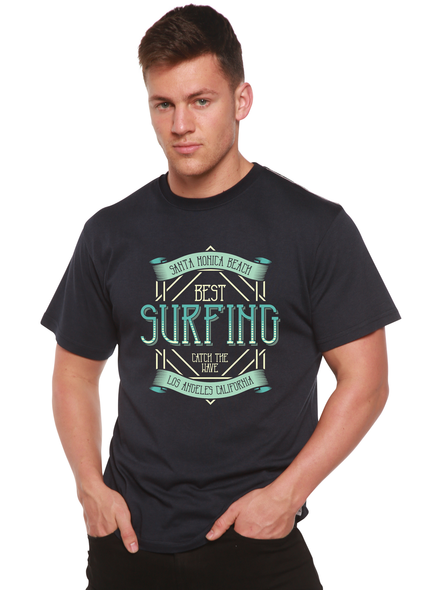 Best Surfing Men's Bamboo Viscose/Organic Cotton Short Sleeve Graphic T-Shirt Spun Bamboo