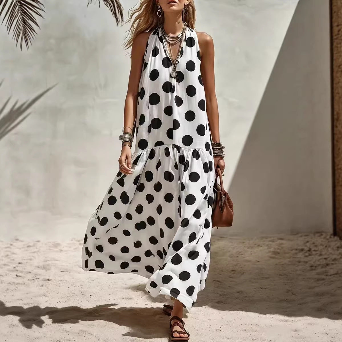 Women's Digital Print Short Sleeve Loose Maxi Dress – Knit Fabric FitiqueFit