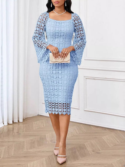 Lace Square Neck Midi Dress New Era Fashion LLc