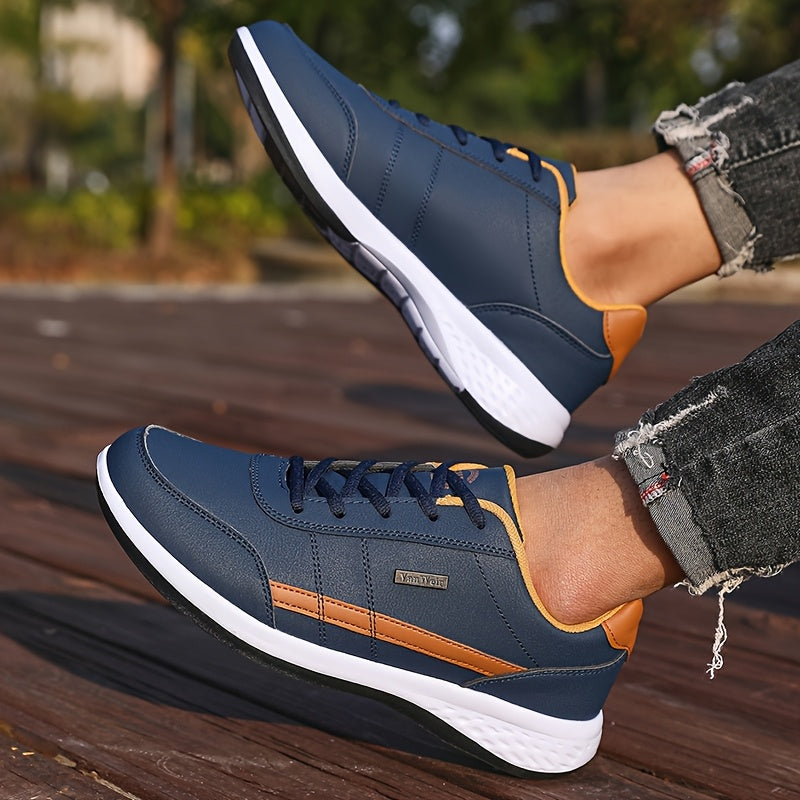 VanWeir Lightweight Men'S Shoes | Navy Blue/White, Lace-up sneakers with MD/TPR Sole, Breathable Fabric Lining for Outdoor, Hiking & Casual Wear NovaCart