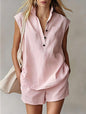 Women's Casual Sleeveless Cardigan Top & Shorts Set FitiqueFit